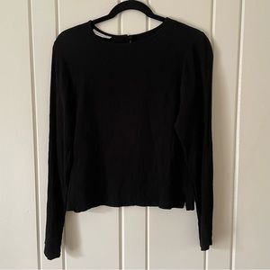 bryn Walker Black Cropped Long Sleeve Top